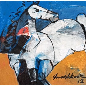 Mashkoor Raza, 8 x 8 Inch, Oil On Canvas, Horse Painting, AC-MR-753